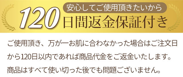 120日間の返金保証付き